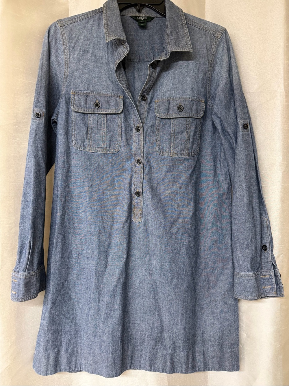 J. Crew Chambray Button-Up Jean Shirt dress in Indigo Blue